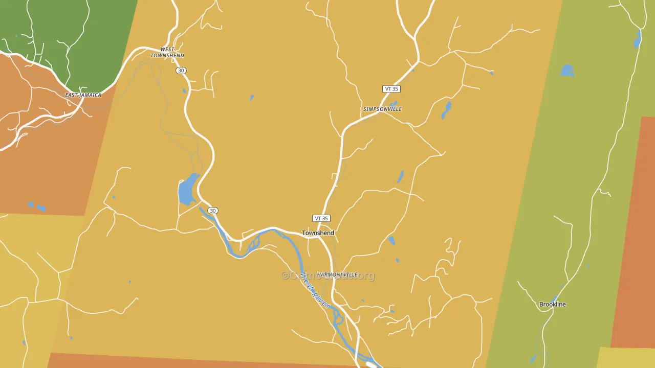 Townshend, VT Map of Vehicle Theft Rates