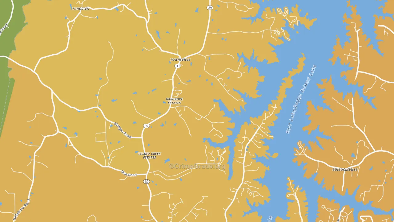 Townsville, NC Map of Vehicle Theft Rates