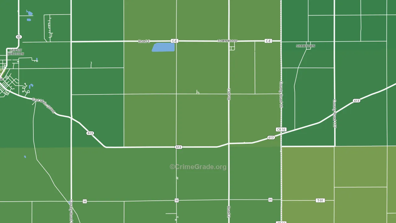 Townwood, OH Map of Vehicle Theft Rates