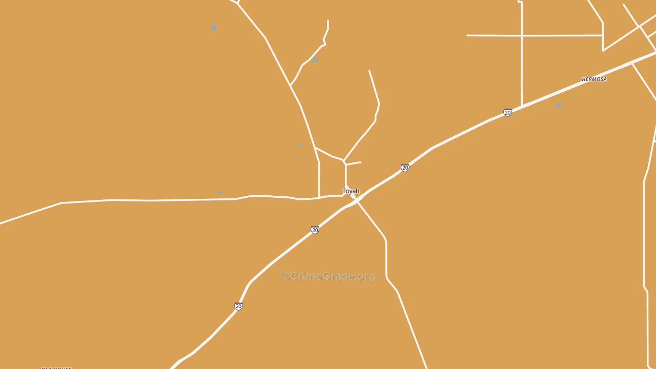 Toyah, TX Map of Vehicle Theft Rates