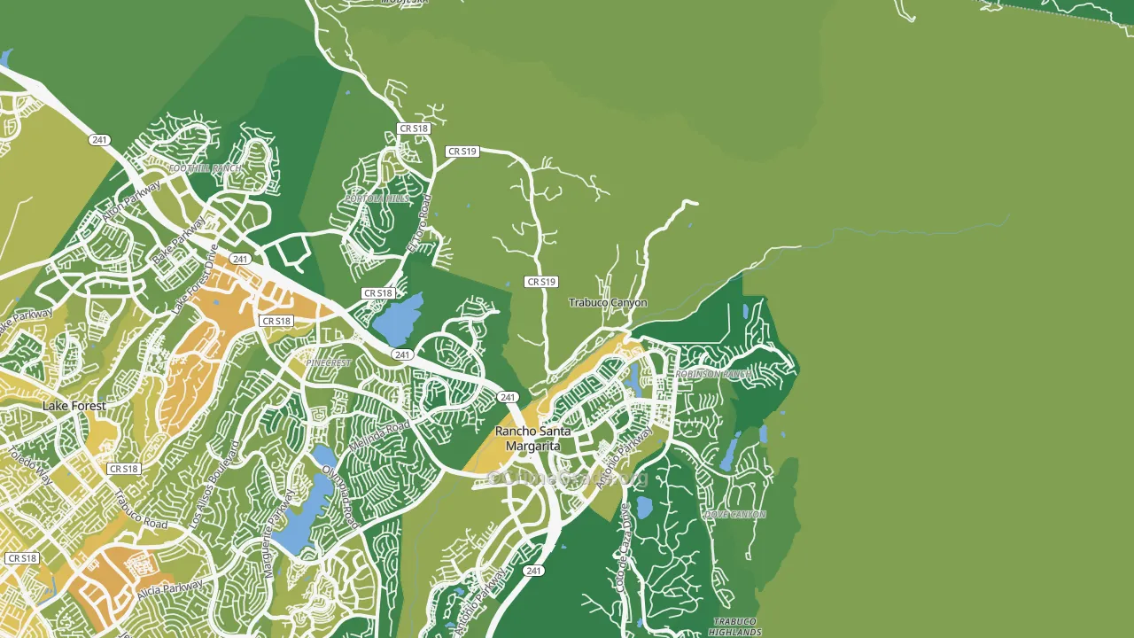 Trabuco Canyon, CA Map of Vehicle Theft Rates