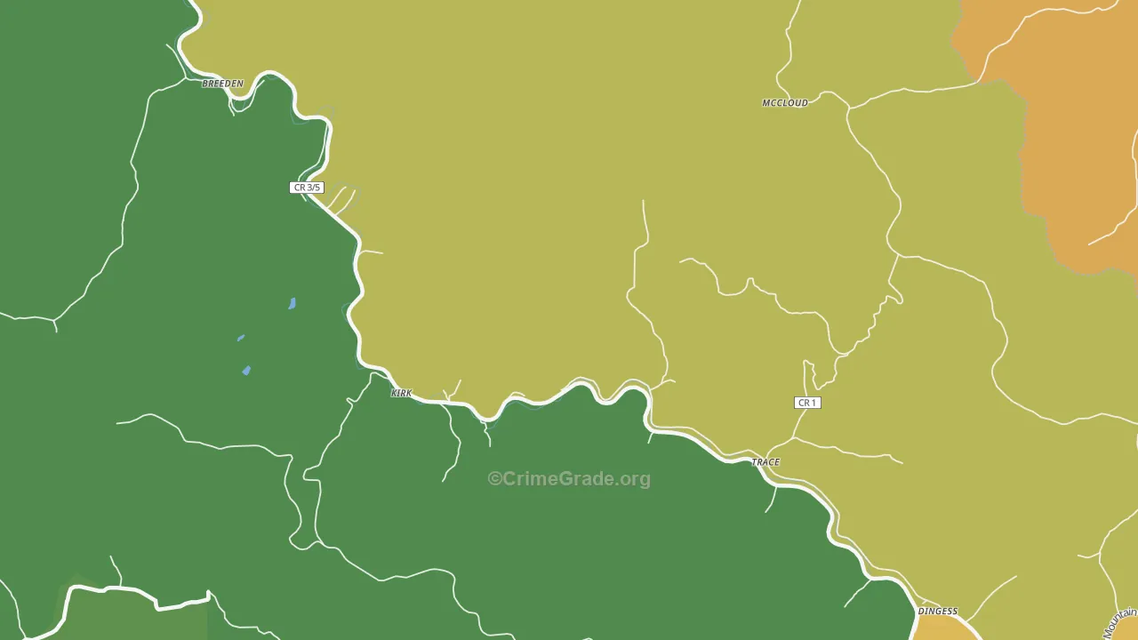 Trace, WV Map of Vehicle Theft Rates