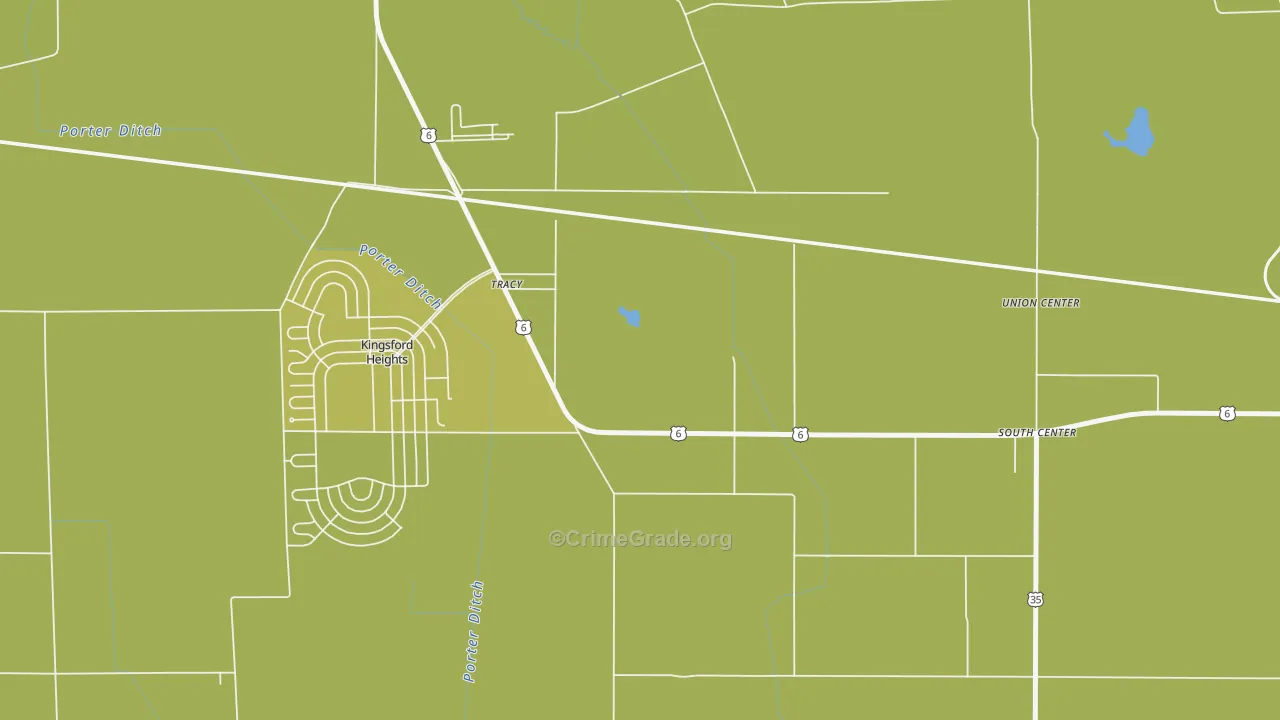 Tracy, IN Map of Vehicle Theft Rates