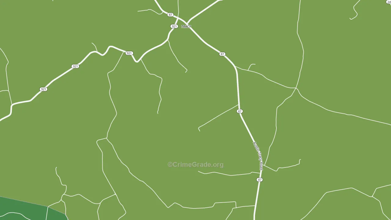Tracy, KY Map of Vehicle Theft Rates