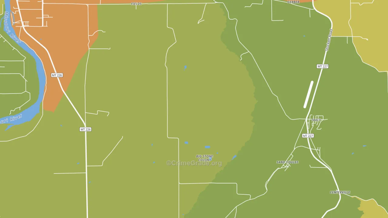 Tracy, MT Map of Vehicle Theft Rates
