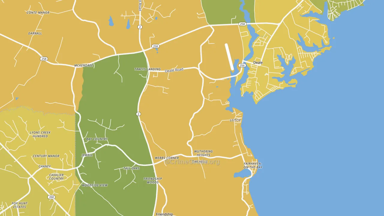 Tracys Landing, MD Map of Vehicle Theft Rates