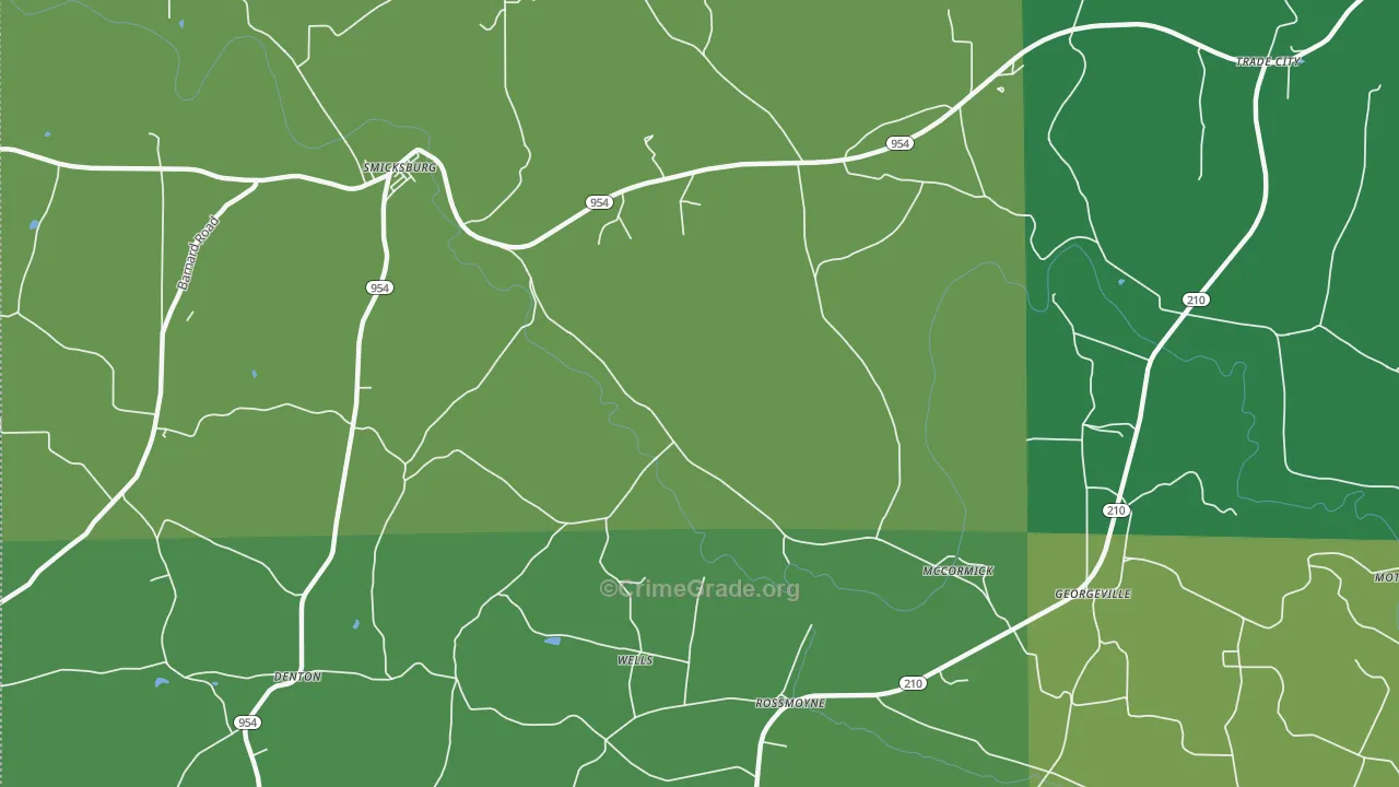 Trade City, PA Map of Vehicle Theft Rates