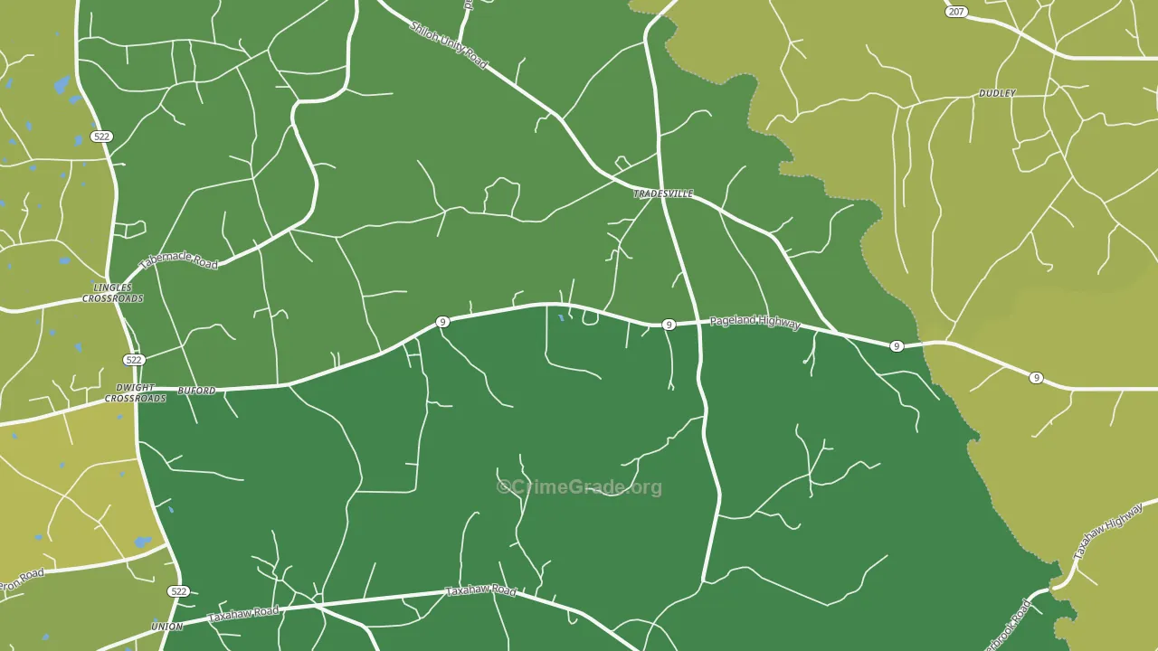 Tradesville, SC Map of Vehicle Theft Rates