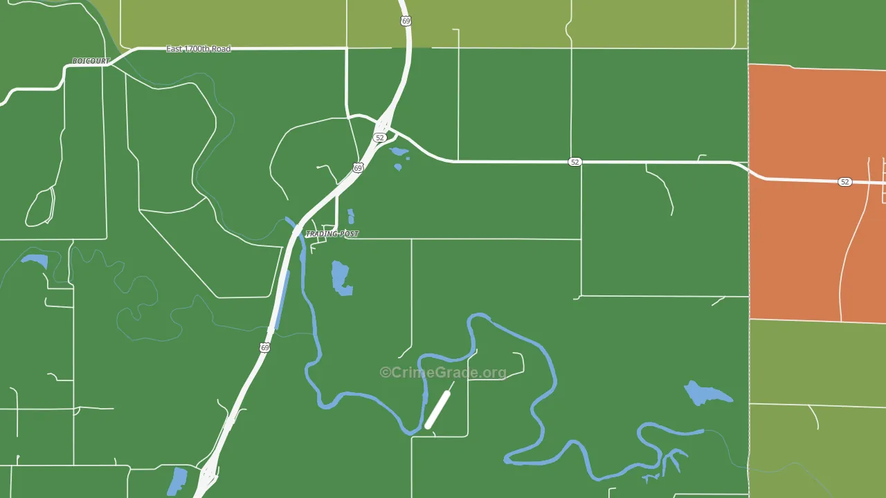Trading Post, KS Map of Vehicle Theft Rates