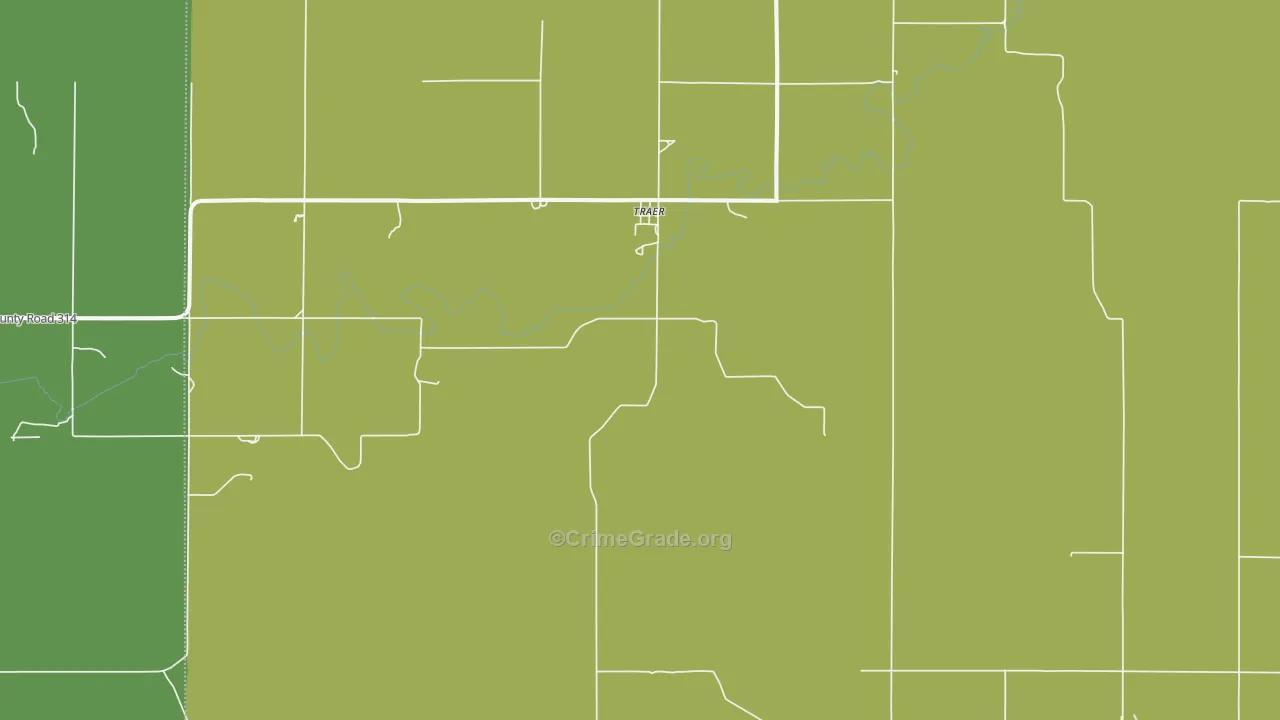 Traer, KS Map of Vehicle Theft Rates