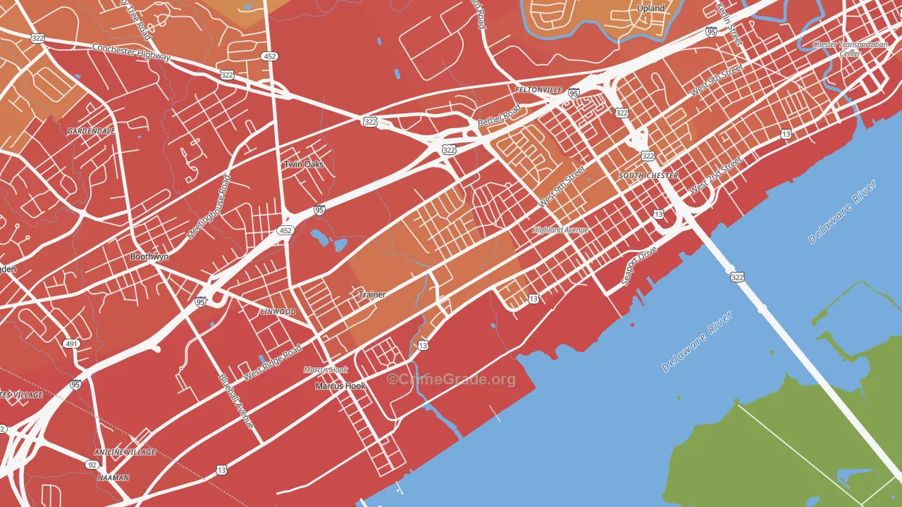 Trainer, PA Map of Vehicle Theft Rates