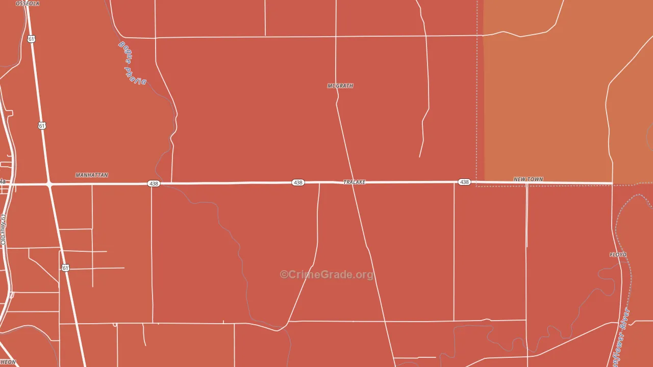Tralake, MS Map of Vehicle Theft Rates