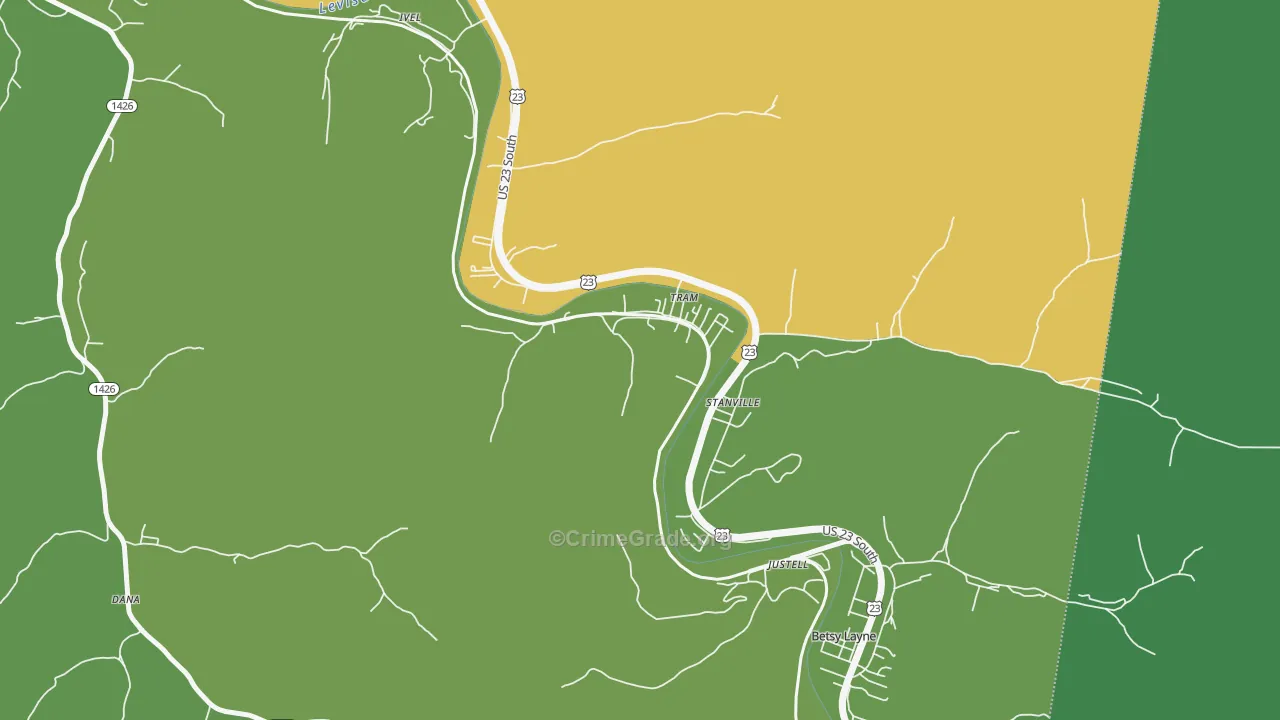 Tram, KY Map of Vehicle Theft Rates