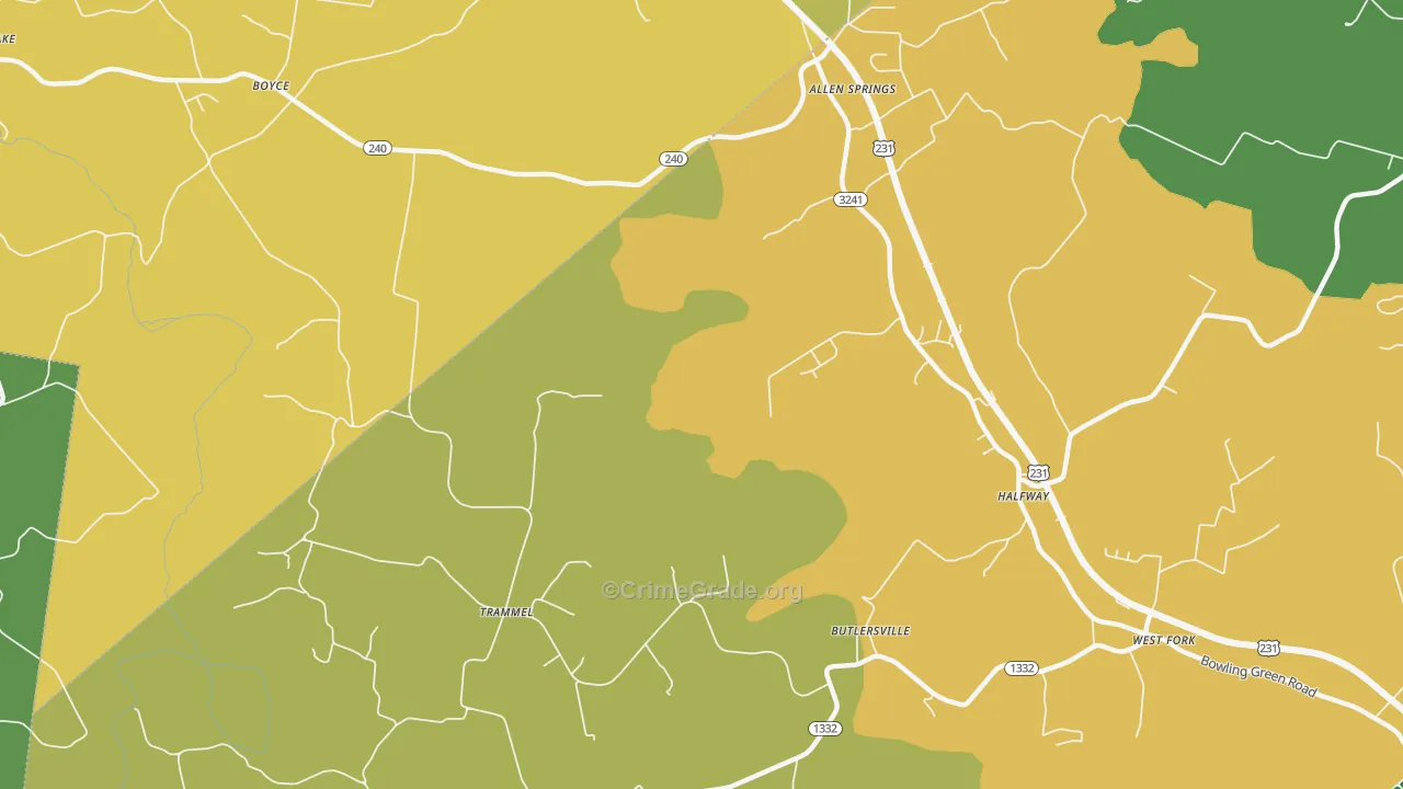 Trammel, KY Map of Vehicle Theft Rates