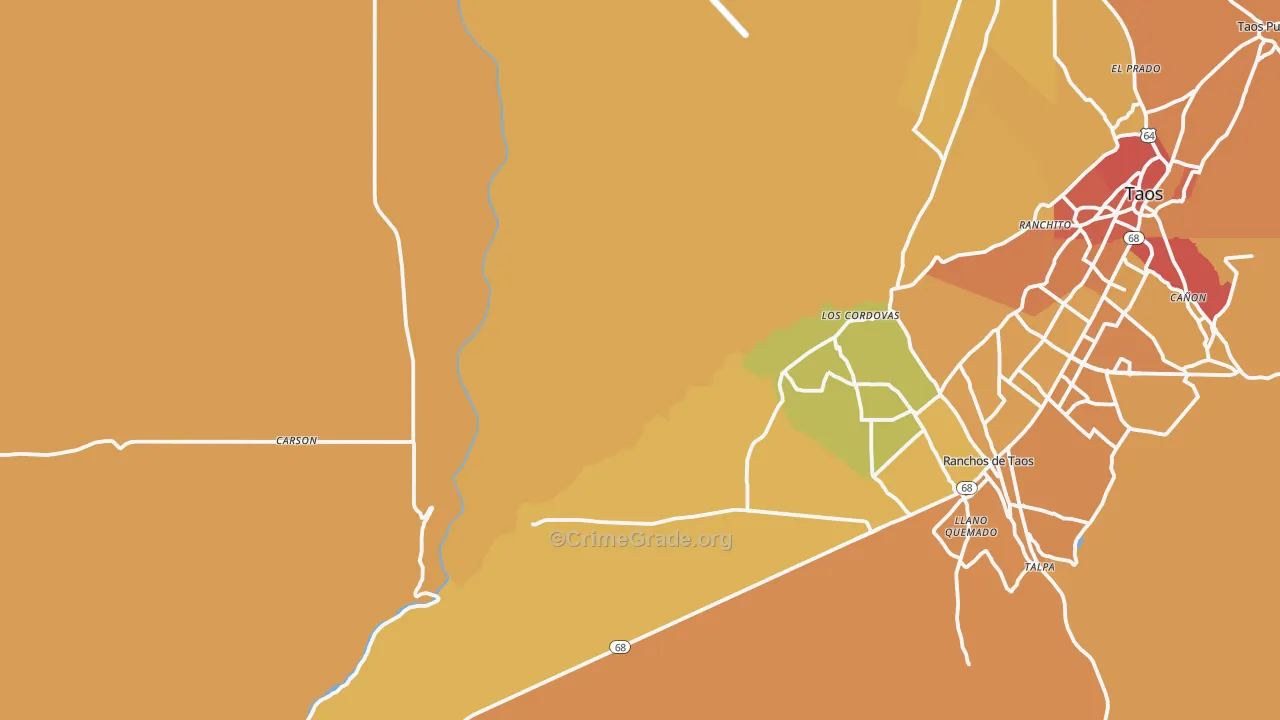 Trampas, NM Map of Vehicle Theft Rates