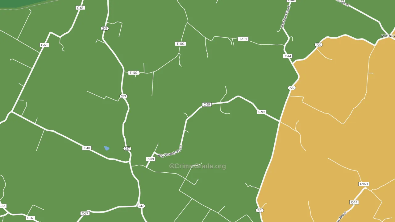 Tranquility, OH Map of Vehicle Theft Rates
