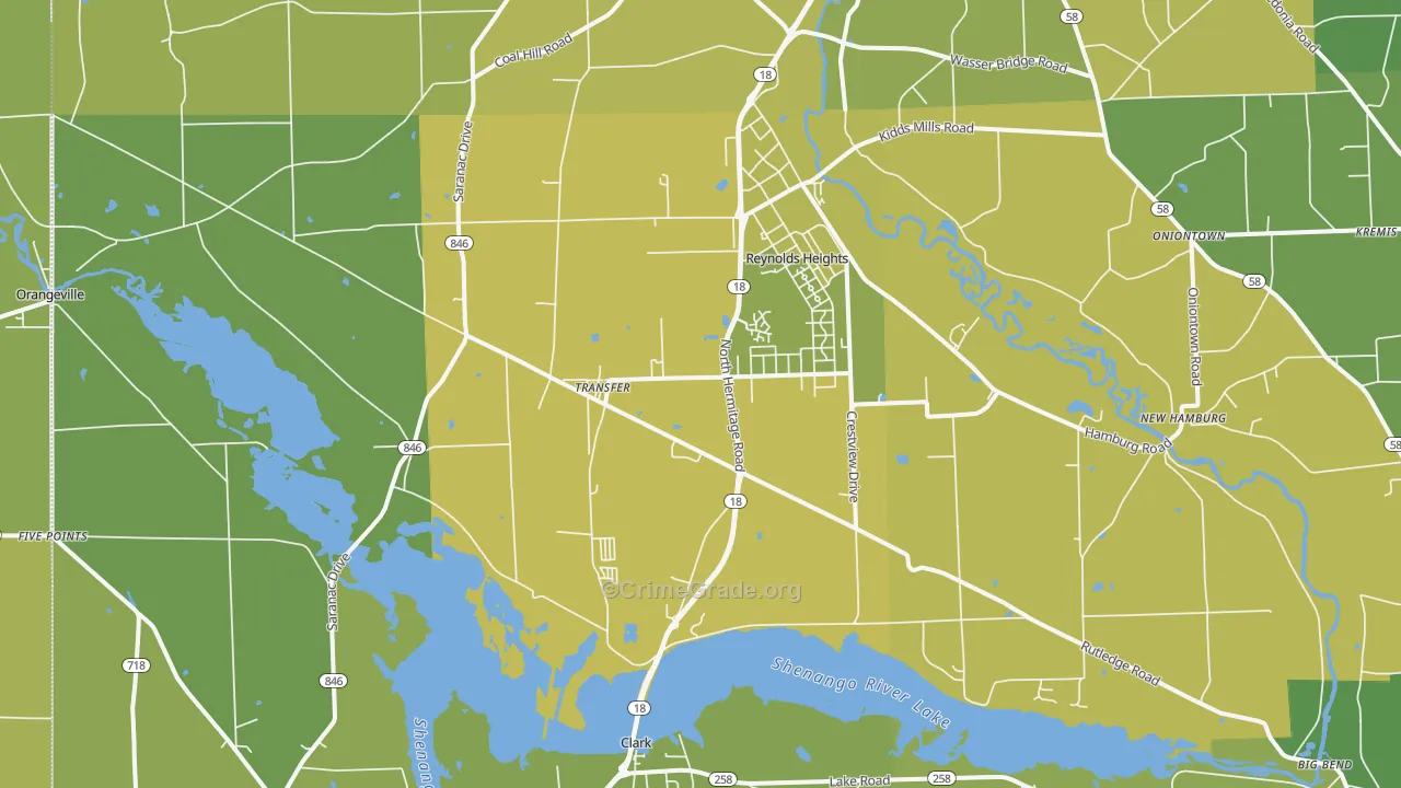 Transfer, PA Map of Vehicle Theft Rates