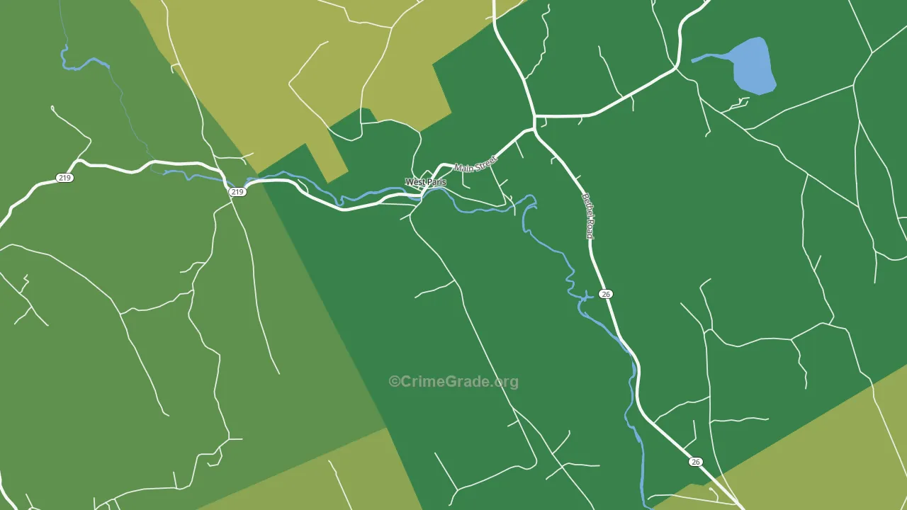 Trap Corner, ME Map of Vehicle Theft Rates