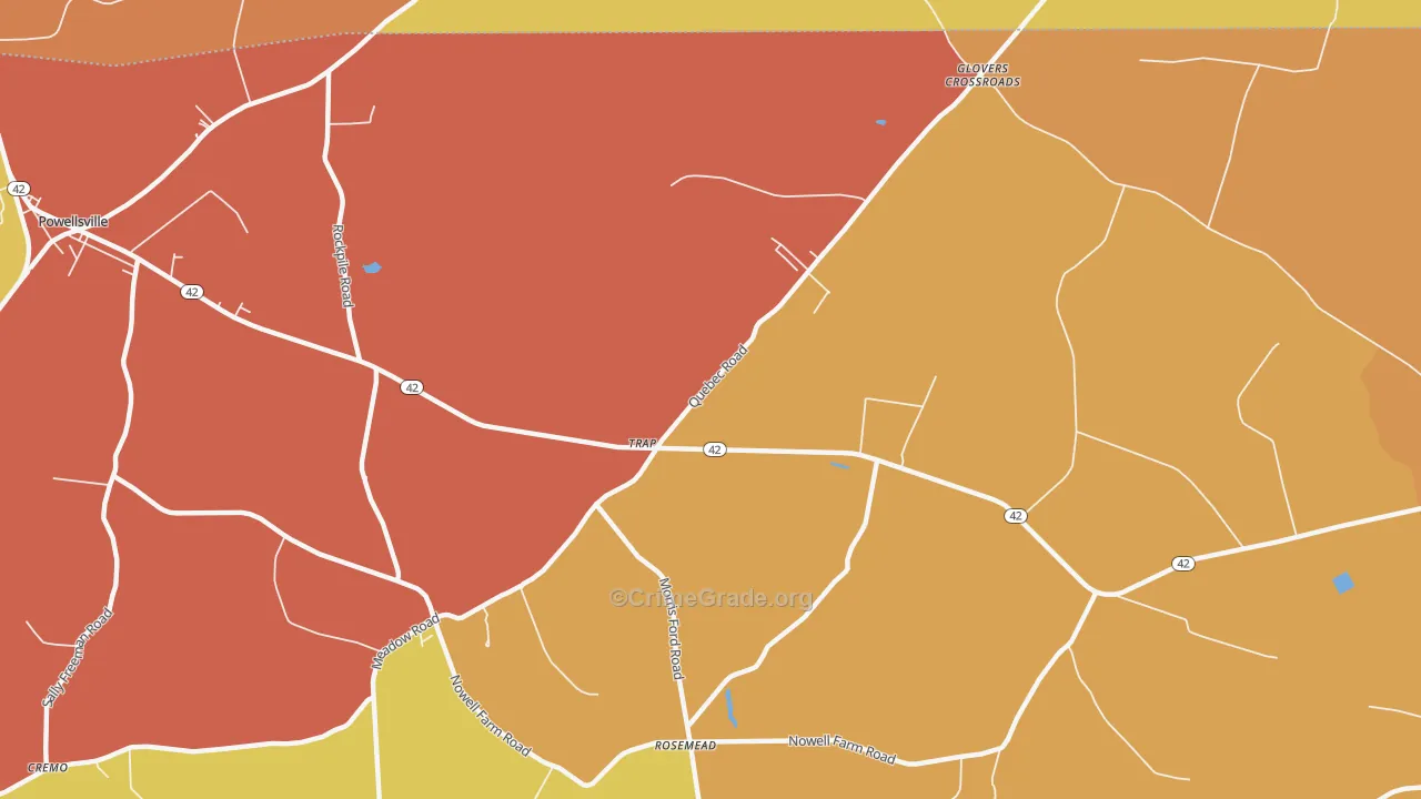 Trap, NC Map of Vehicle Theft Rates