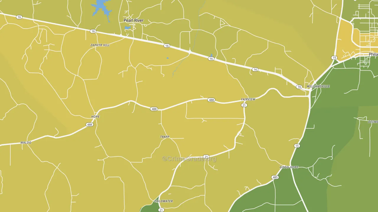 Trapp, MS Map of Vehicle Theft Rates