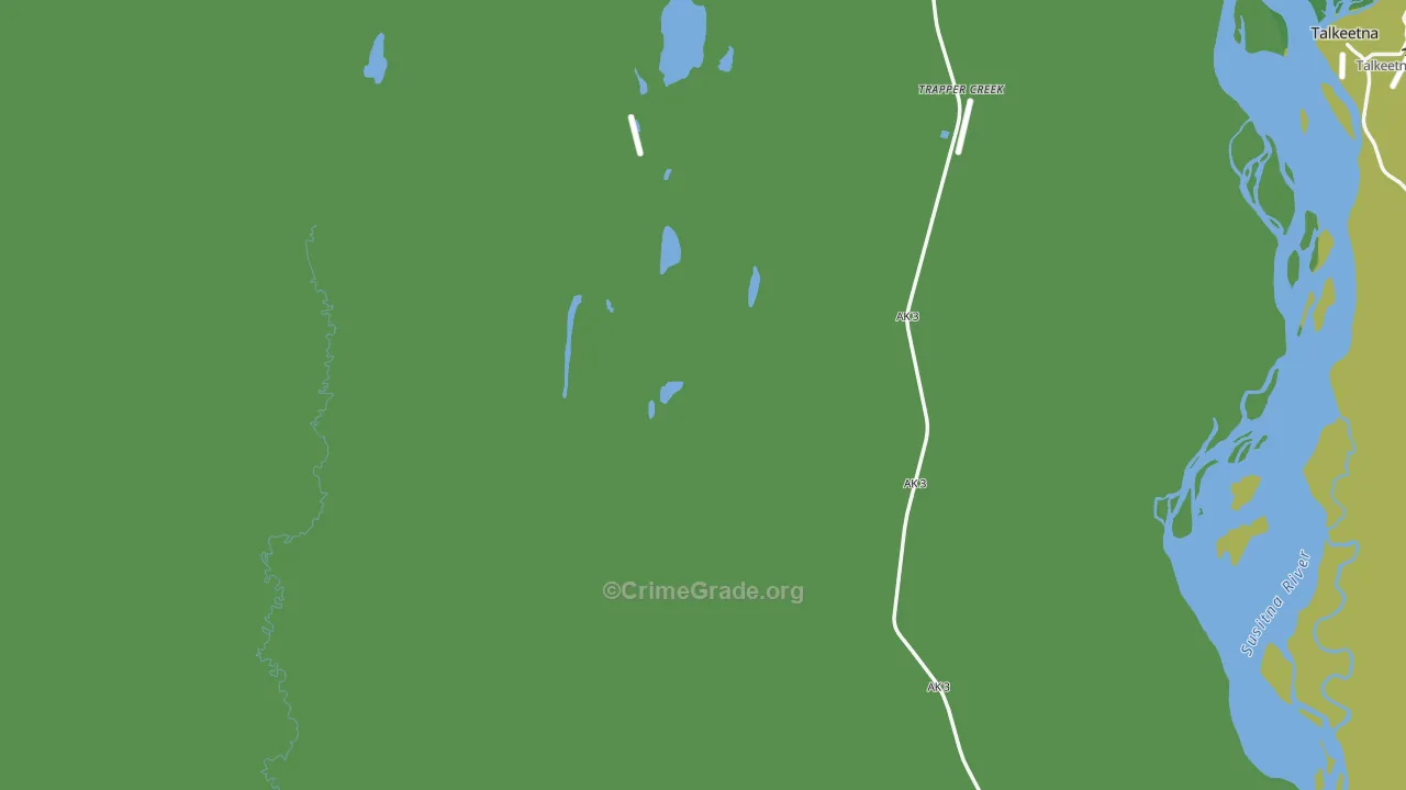 Trapper Creek, AK Map of Vehicle Theft Rates