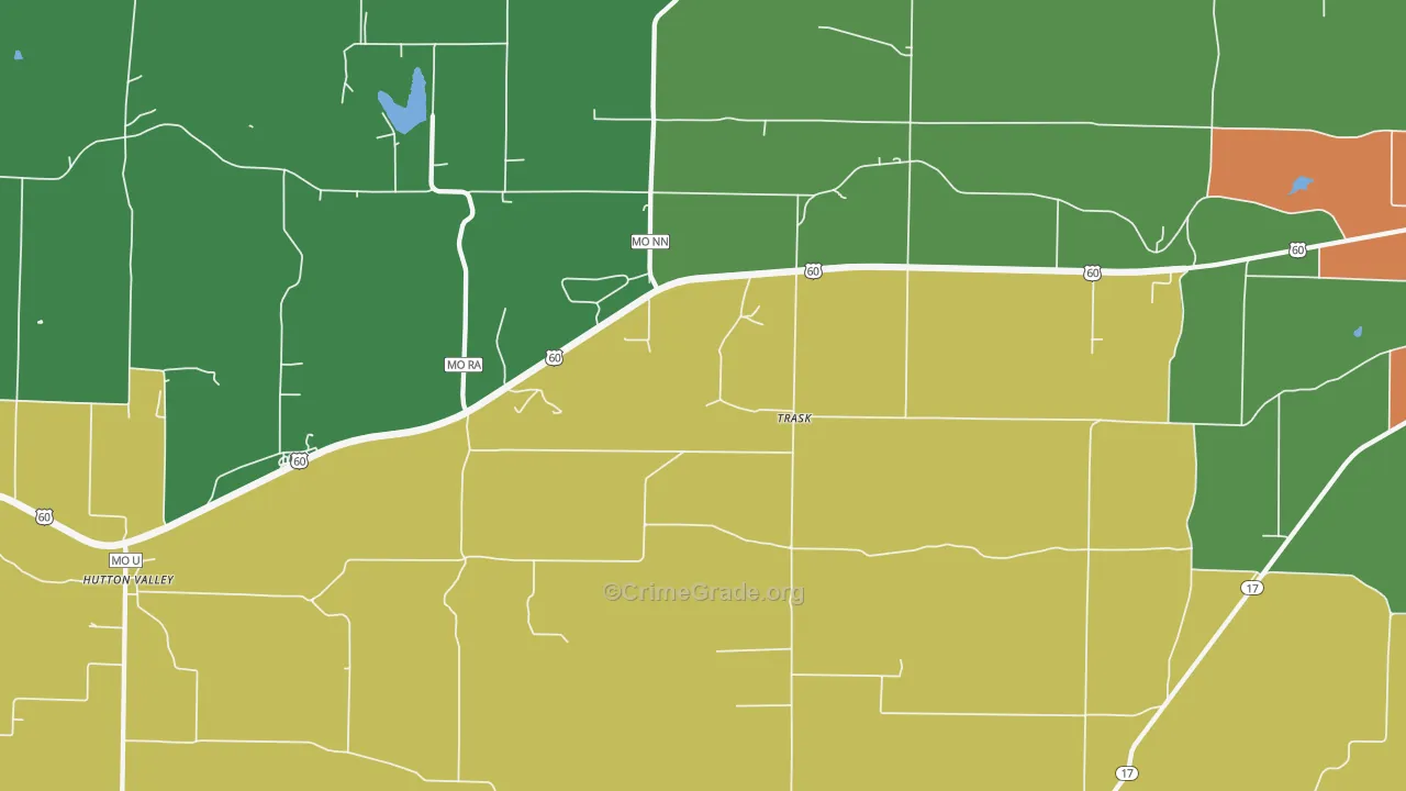 Trask, MO Map of Vehicle Theft Rates