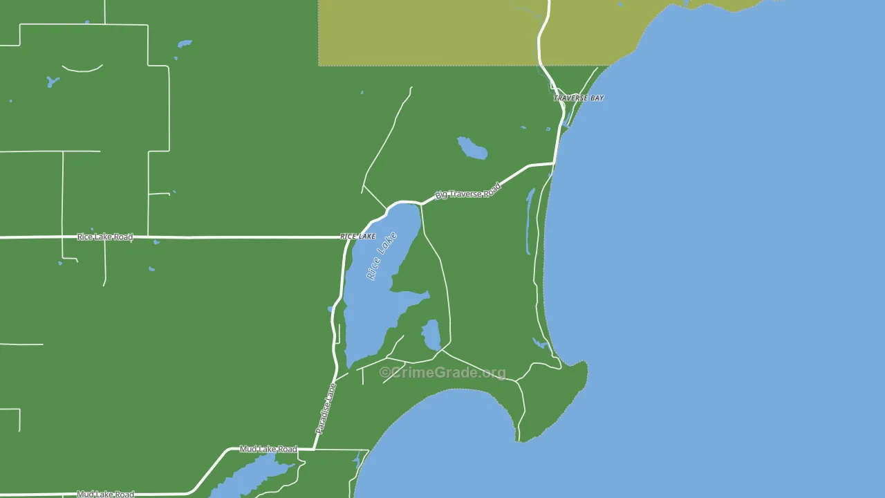 Traverse Bay, MI Map of Vehicle Theft Rates