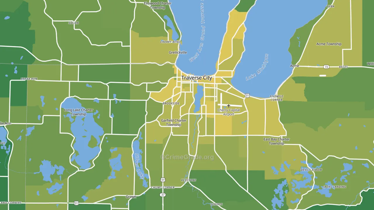 Traverse City, MI Map of Vehicle Theft Rates