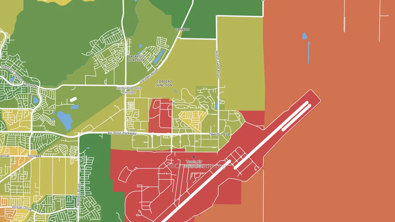 Travis Afb, CA Map of Vehicle Theft Rates
