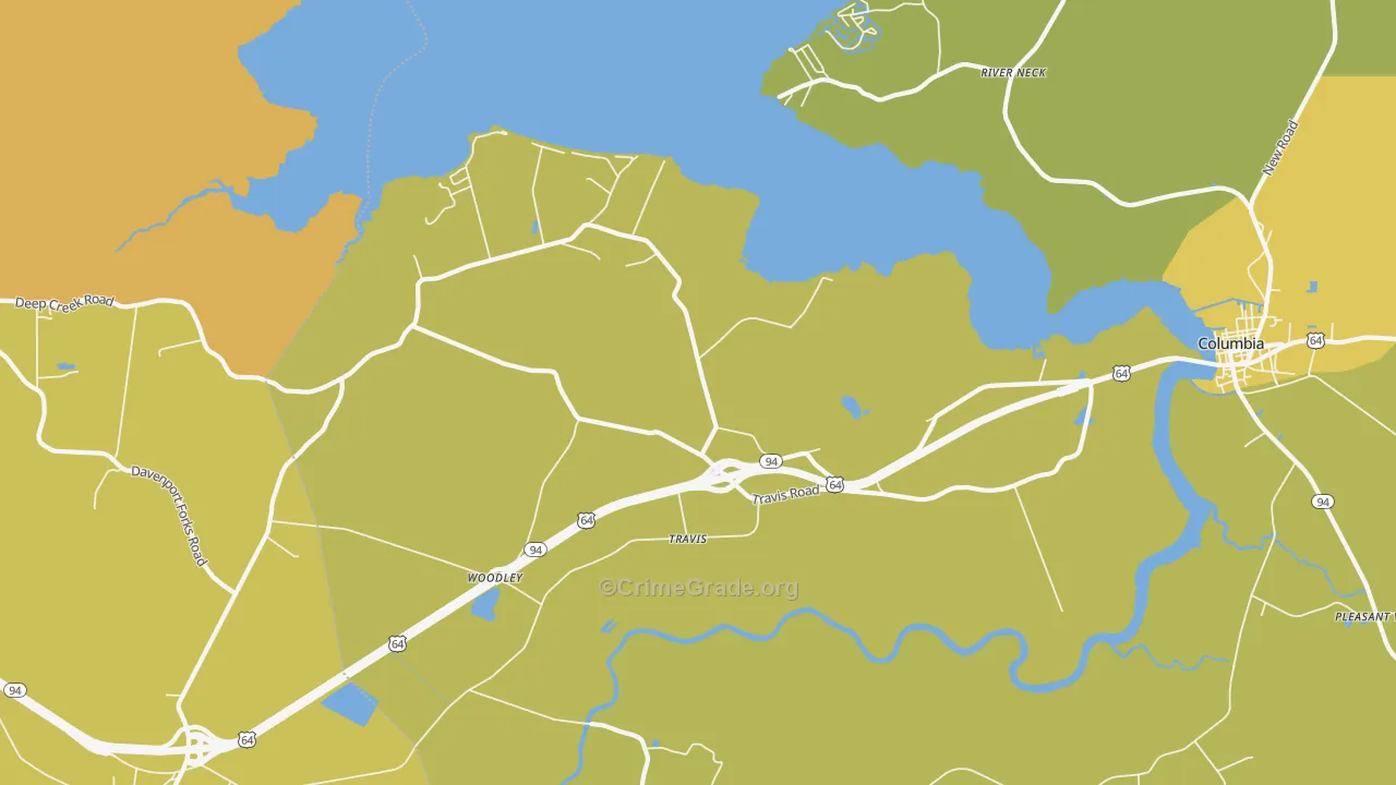 Travis, NC Map of Vehicle Theft Rates
