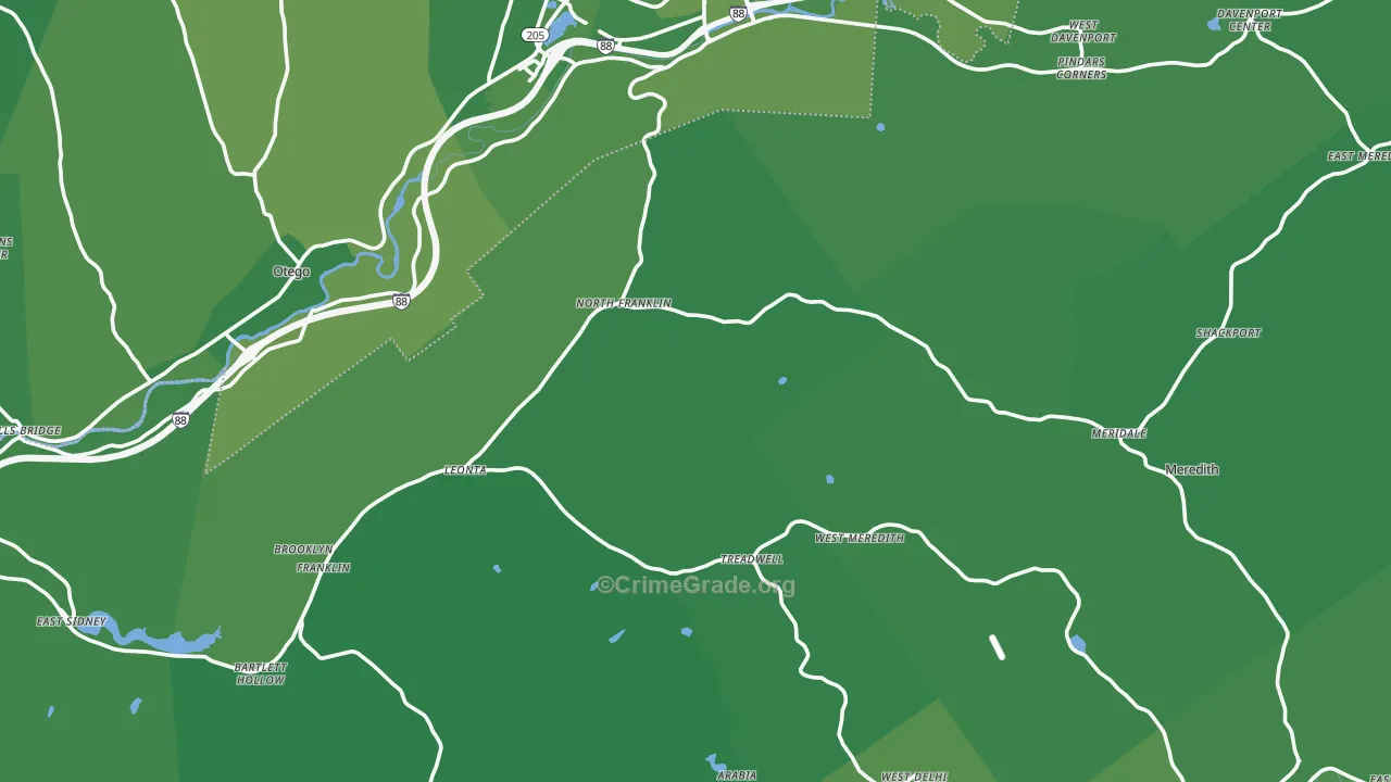 Treadwell, NY Map of Vehicle Theft Rates