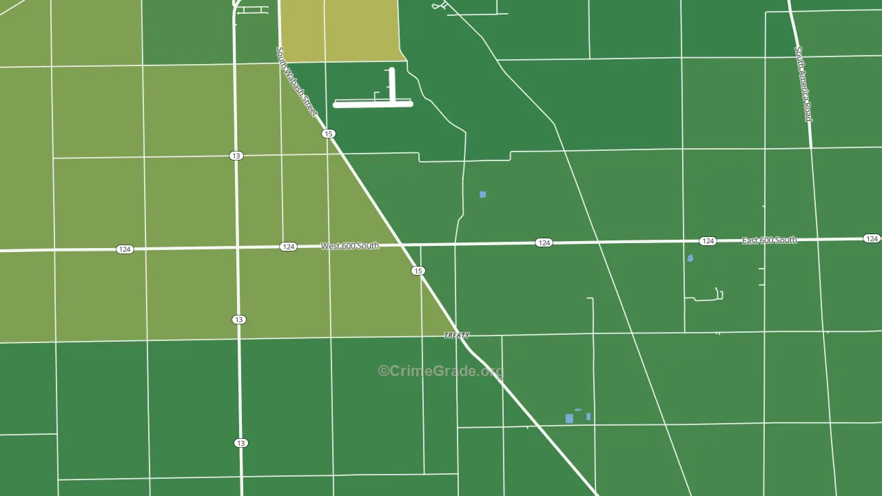 Treaty, IN Map of Vehicle Theft Rates