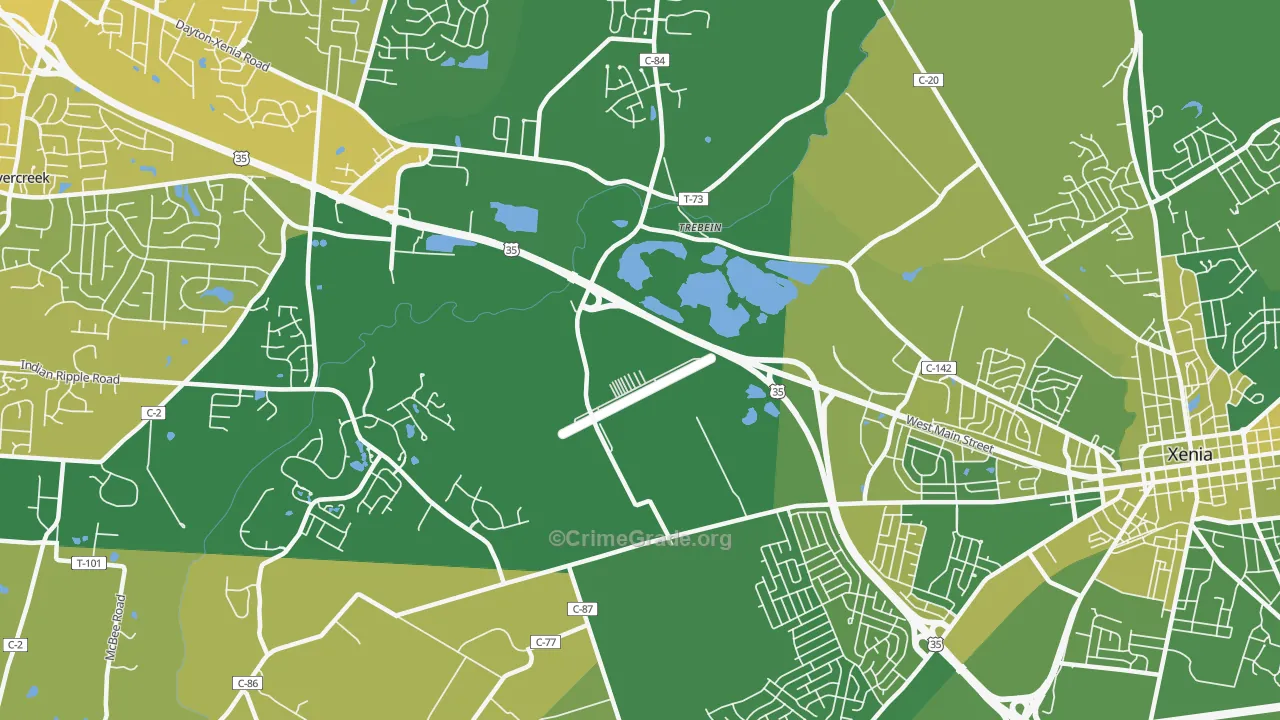 Trebeins, OH Map of Vehicle Theft Rates