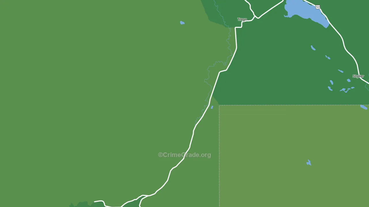 Trego, MT Map of Vehicle Theft Rates