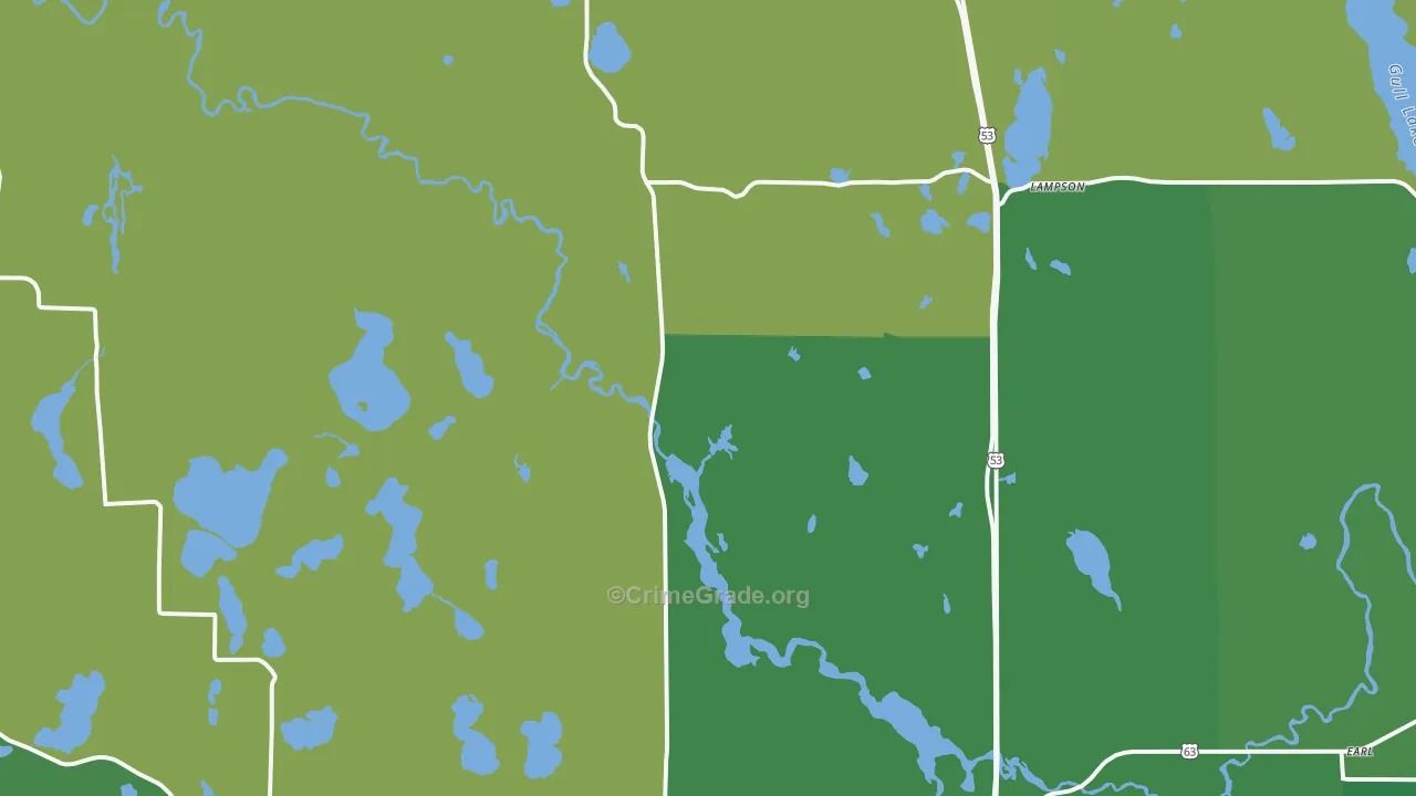 Trego, WI Map of Vehicle Theft Rates