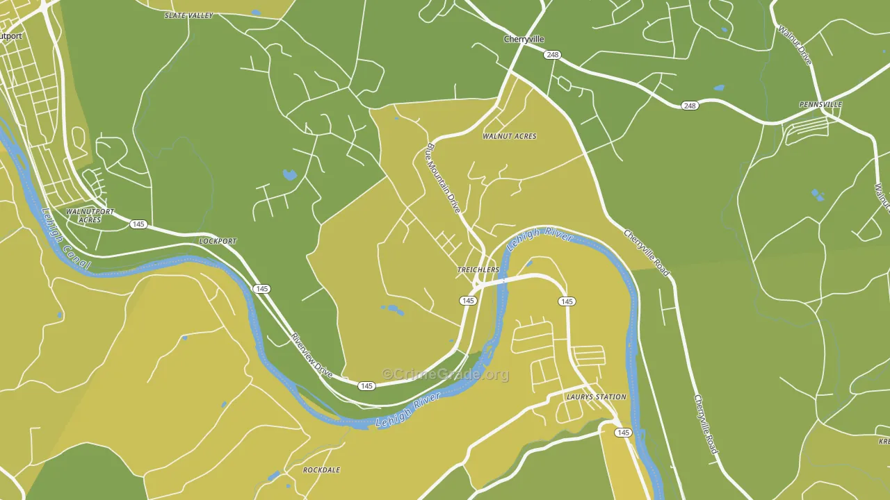 Treichlers, PA Map of Vehicle Theft Rates