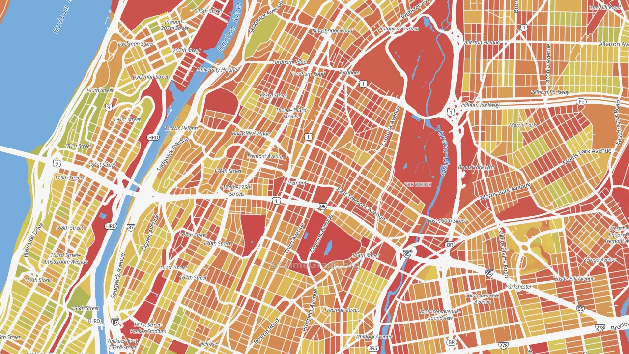 Tremont, Bronx, NY Map of Vehicle Theft Rates