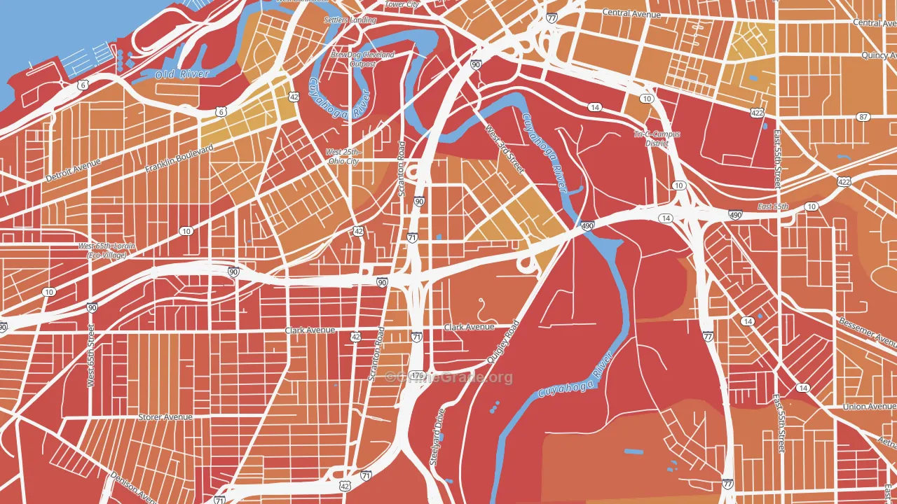 Tremont, Cleveland, OH Map of Vehicle Theft Rates