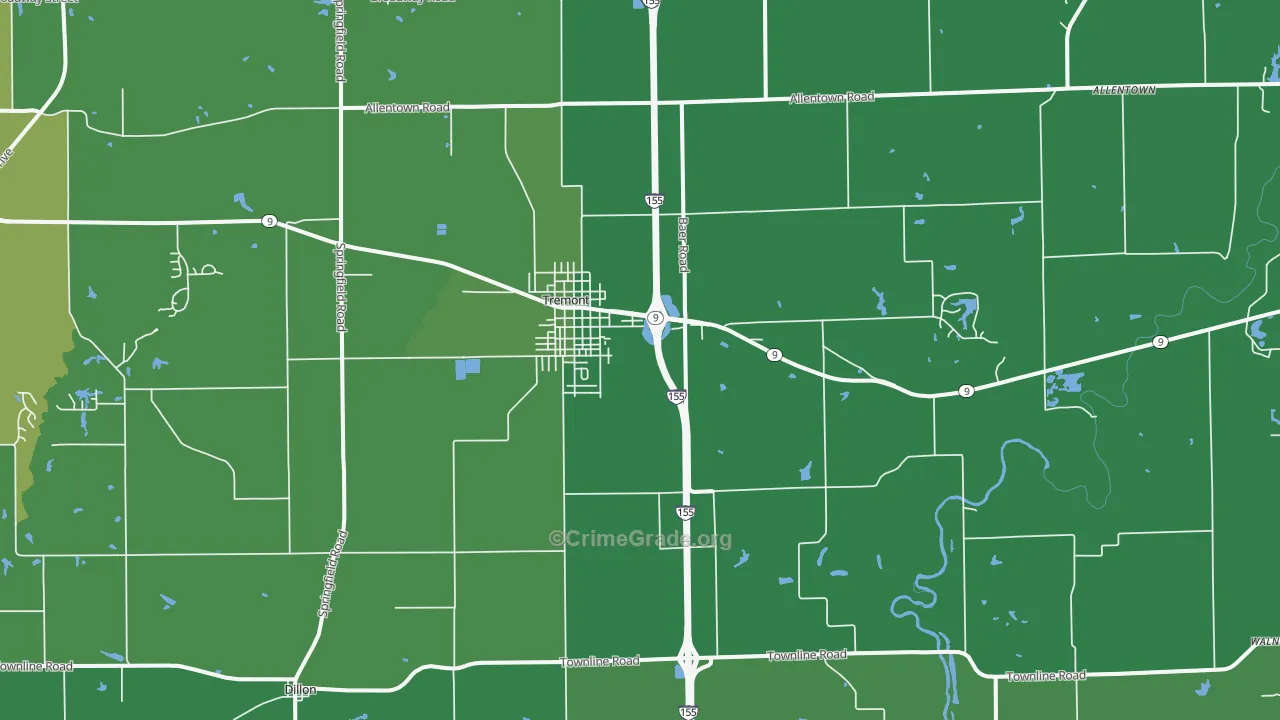 Tremont, IL Map of Vehicle Theft Rates