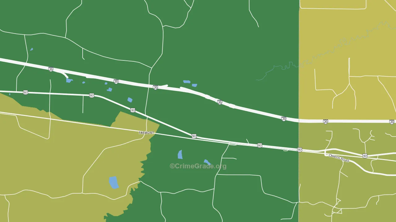 Tremont, LA Map of Vehicle Theft Rates