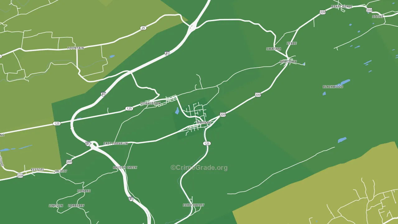 Tremont, PA Map of Vehicle Theft Rates