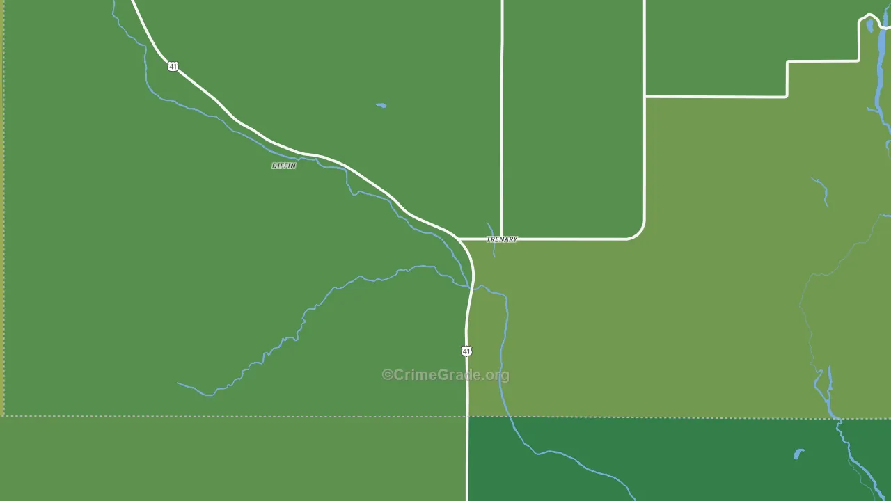 Trenary, MI Map of Vehicle Theft Rates