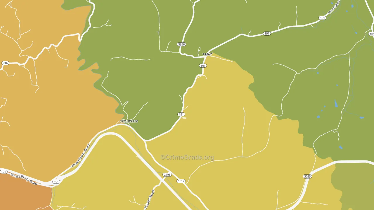 Trent, KY Map of Vehicle Theft Rates