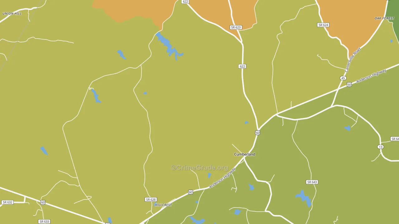 Trent Mill, VA Map of Vehicle Theft Rates