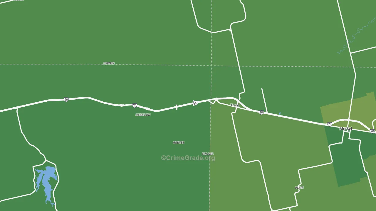 Trent, TX Map of Vehicle Theft Rates