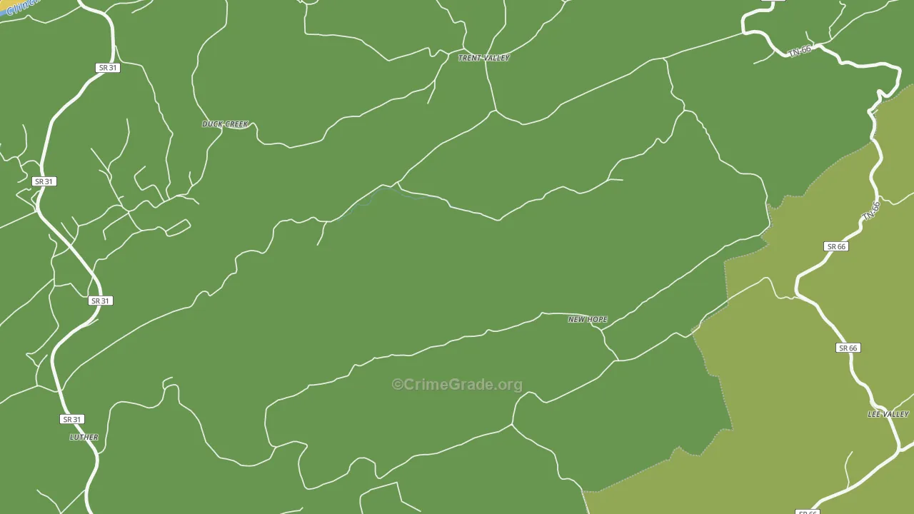Trent Valley, TN Map of Vehicle Theft Rates