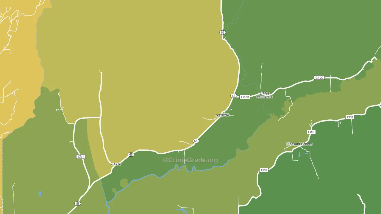 Trenton, AL Map of Vehicle Theft Rates