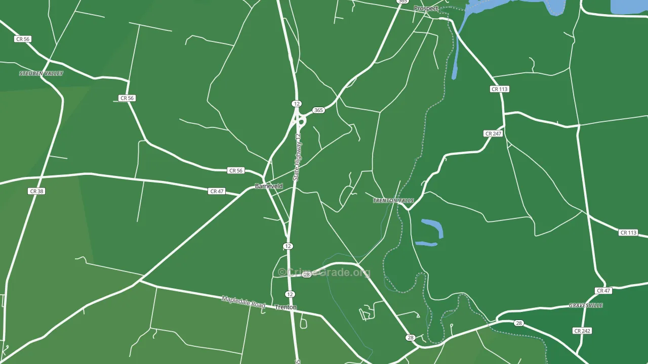Trenton Falls, NY Map of Vehicle Theft Rates