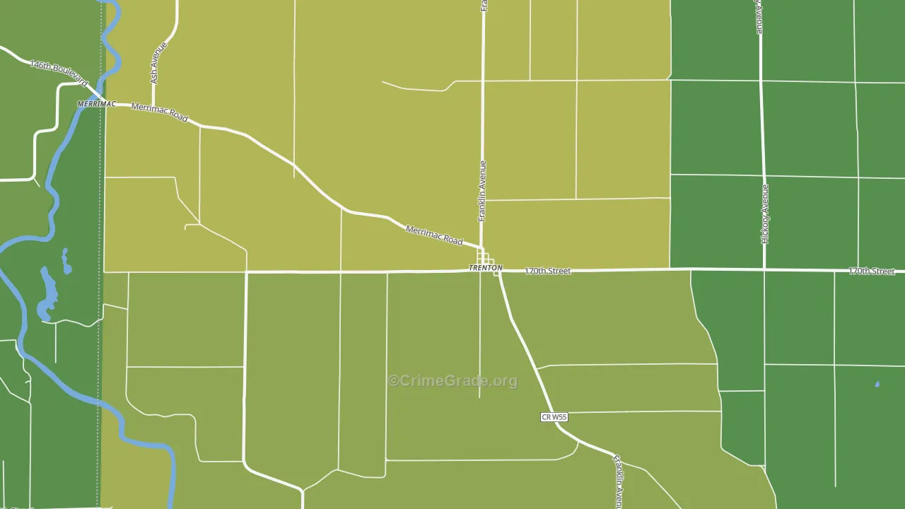 Trenton, IA Map of Vehicle Theft Rates