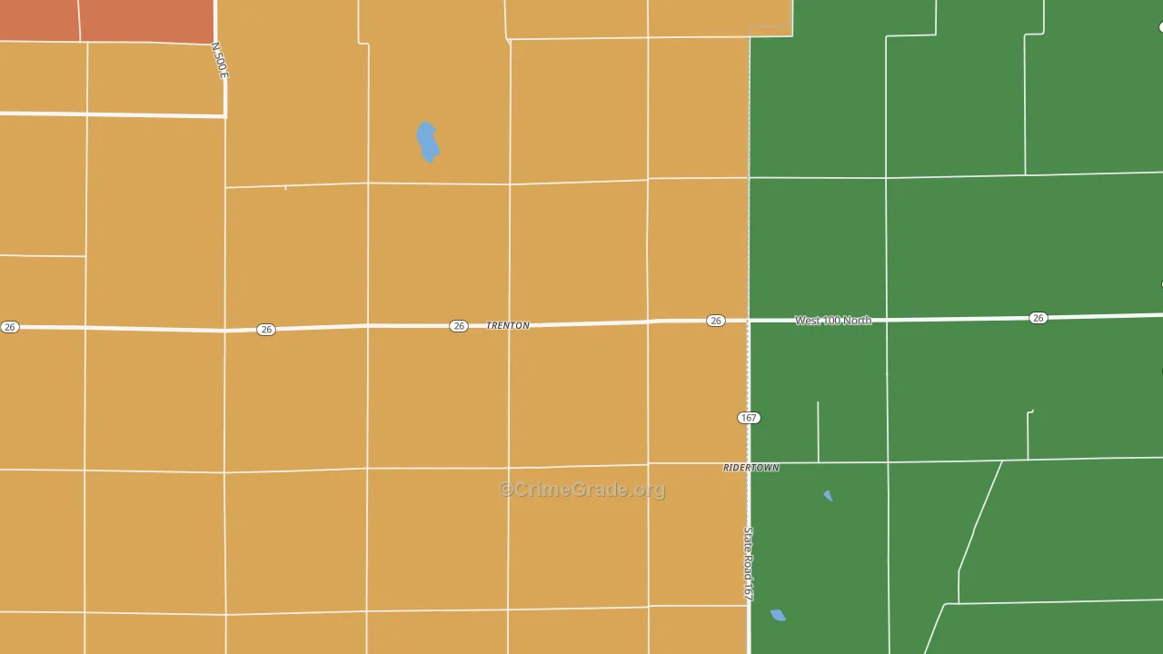 Trenton, IN Map of Vehicle Theft Rates